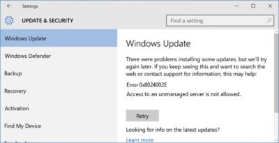 Windows Update Error Code 0x8024002e – Earth's Lab