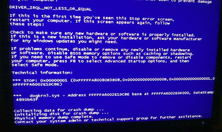 Fix Blue Screen Error dxgkrnl.sys – Earth's Lab